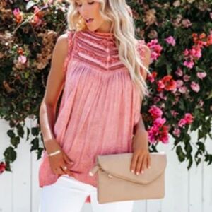 Vici Phara Crochet Lace Top Cherry